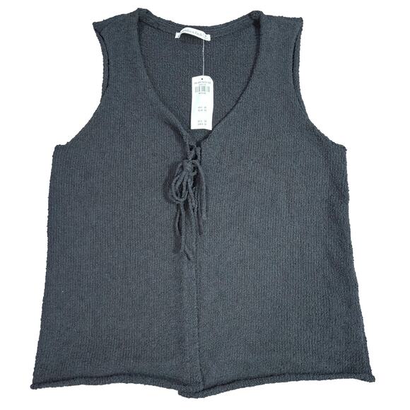 Abercrombie & Fitch Knit Tie Front Vest Gray Sleeveless Sweater Tank Top Size M - Picture 1 of 9